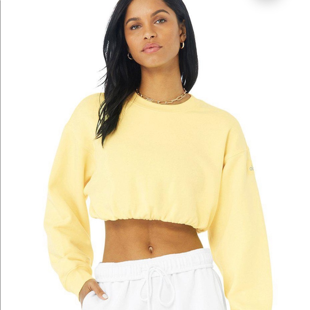 Alo Yoga Yellow Devotion Crew Neck Pullover Size M